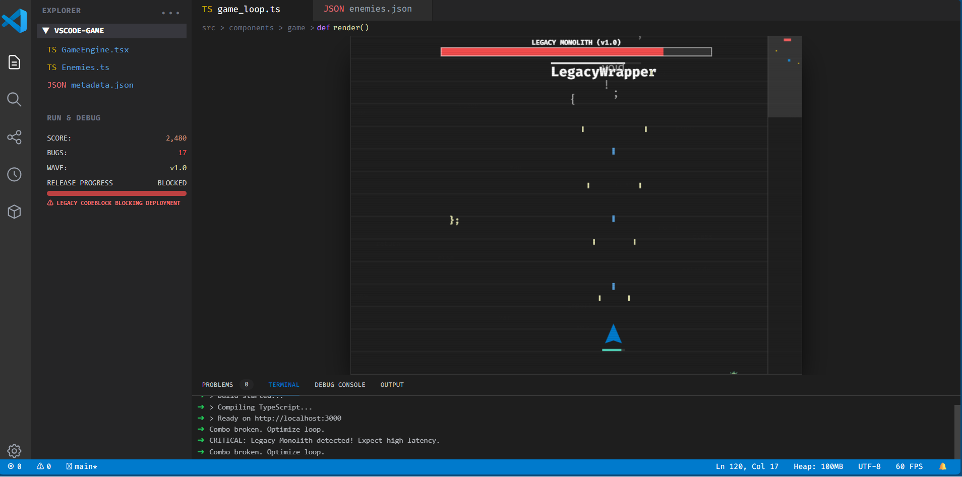 别修 Bug 了,直接炸了它们!我在 VS Code 里造了一款射击游戏